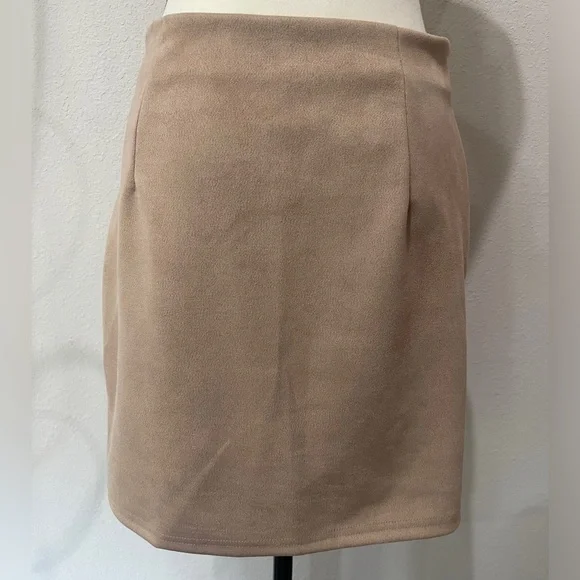 SHEIN BAE Wrap Faux Suede Skirt Side Zip Size Large 8/10 - Picture 7 of 11